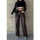 Madmext Mad Girls Brown Leather Trousers | Shoptok.si