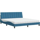 vidaXL Postelja z vzmetnico modra 180x200 cm žamet | Shoptok.si