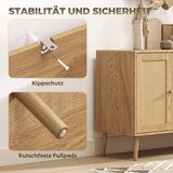  Ratan komoda s 4 vrata boho kuhinjski bife s 2 podesive police izgled prirodnog drva | shoptok.hr