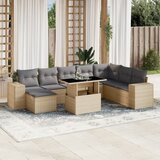 Maison Chic Seti vrtnega pohištva - Vrtna garnitura 9-delna z blazinami bež poli ratan, (21796150) | Shoptok.si