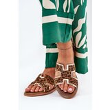 Zazoo Leather Flat Slippers With Panther Print | Shoptok.si