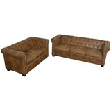vidaXL Chesterfield Dvosjed i Trosjed Komplet Smeđi | shoptok.hr