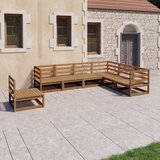 Maison Chic Seti vrtnega pohištva - Vrtna garnitura - Vrtni pohištvo set 7-delna medeno rjava trdna borovina, (21806821) | Shoptok.si