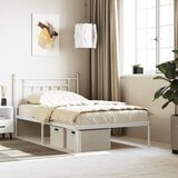 Maison Chic Kovinski Posteljni okvir - Dvoposteljna postelja - Zakonska postelja z vzglavjem bel 107x203 cm, (21692838) | Shoptok.si
