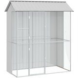 vidaXL Aviarij za ptice Siva 215x110x247 cm Jeklo | Shoptok.si