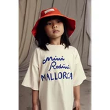 Mini Rodini Otroška bombažna kratka majica Mallorca bež barva