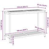 vidaXL Zunanja miza Naravna in siva 35x110x75 cm Trden les in jeklo, (22015874) | Shoptok.si