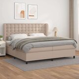  Box spring postelja z vzmetnico kapučino 200x200 cm um. usnje, (20893206) Cene