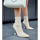Gemre Beige ankle boots with decorative heel Ferguson | Shoptok.si