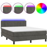 The Living Store Box spring postelja z vzmetnico LED temno siva 140x200 cm žamet - Box Spring Postelja, (21489368) | Shoptok.si