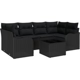 vidaXL Set od 7 Delova Vrtne Sofe s Jastučićima Crni Poli Ratan, 2-sjedalna Vrtna Sofa s Jastučićima Crni Poli Ratan Cijene