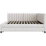 Lumor Postelja s klopjo kapitonska 140x200 cm - Z vlečno posteljo 90x190 cm - Tkanina iz žameta - Bež, (22156166) | Shoptok.si