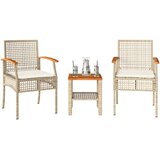  3-dijelni bistro set s jastucima poliratan i drvo bagrema bež | Eponuda.com