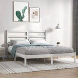 Maison Chic Posteljni okvir - Dvoposteljna postelja - Zakonska postelja brez vzmetnice bel 120x200 cm trdna borovina-J11170, (21767547) | Shoptok.si