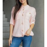 Gemre Shela pink women's sweater with short sleeves decorative buttons | Shoptok.si