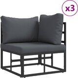  Sjedeća garnitura za vrt s jastukom 12 pcs Crna Aluminij | shoptok.hr