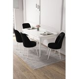 Hanah home trpezarijski set Via, sto na razvlačenje i 4 stolice, bela ploča, crna tkanina Jerry | Eponuda.com