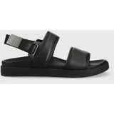 Calvin Klein Usnjeni sandali BACK STRAP SANDAL LTH moški, črna barva, HM0HM00946