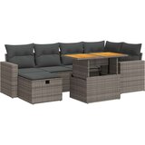 vidaXL Vrtna sedežna garnitura z blazinami 8-delna siv ratan/akacija | Shoptok.si
