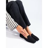 SHELOVET Women's black suede loafers Cene
