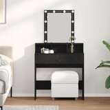 vidaXL Toaletna miza z ogledalom in LED lučmi Črna Oprec, (22048564) | Shoptok.si
