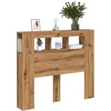 vidaXL LED posteljno vzglavje artisan hrast 120x18,5x103,5 cm inž. les | Shoptok.si
