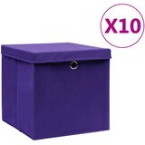  Kutije za pohranu s poklopcima 10 kom 28x28x28 cm ljubičaste | Eponuda.ba