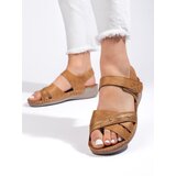 Shelvt Lightweight camel women's platform sandals | Shoptok.si