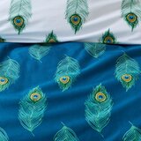 Their Nibs Bela/zelenomodra bombažna posteljnina za zakonsko posteljo 200x200 cm Peacock Feather – | Shoptok.si