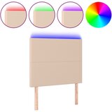 vidaXL LED posteljno vzglavje kapučino 100x5x118/128 cm umetno usnje, (20738851) Cene