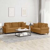  2-dijelni set sofa s jastucima smeđi baršunasti | shoptok.hr
