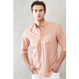 AC&Co / Altınyıldız Classics Men's Orange Slim Fit Slim-fit Oxford Buttoned Collar Gingham Cotton Shirt. Cene