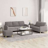  3-dijelni set sofa s jastucima smeđesivi od tkanine Cijene
