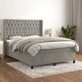 The Living Store Box spring postelja z vzmetnico svetlo siv 140x190 cm žamet - Box Spring Postelja, (21438804) Cene