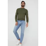 Sisley Pamučni pulover za muškarce, boja: zelena, lagani