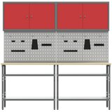  Set radnog stola 8 kom. Crvena i siva Čelik s prahom premazan | shoptok.hr