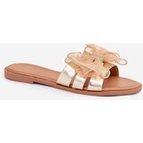 Boto Ladies flat sandals with tulle bow gold Tanira | Shoptok.si