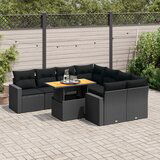 vidaXL 9-dijelni set vrtnih sofa s jastucima crni od poliratana | shoptok.hr