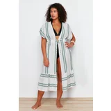 Trendyol Curve Beige Elastic Waist Gathered Woven Dress