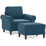  Fotelja s tabureom plava 60 cm baršunasta | shoptok.hr