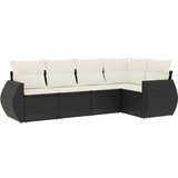 Maison Chic Seti vrtnega pohištva - Vrtna garnitura - Vrtni pohištvo set 5-delna z blazinami črn poli ratan, (21815948) | Shoptok.si