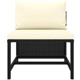 Maison Chic Sekcijski sredinski kavč - Sofa - Kanape z blazinami črn poli ratan, (21727066) Cene