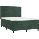  Krevet box spring s madracem LED tamnozeleni 140x190 cm baršun | shoptok.hr