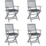 Maison Chic Zložljivi Vrtni Stoli - Stol za vrti 4 kosi z blazinami trden akacijev les JS2917, (21875808) | Shoptok.si