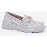 VINCEZA Women's Leather Loafers with Golden Detail Jasnoszare 88007 | shoptok.hr
