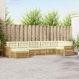  Set vanjskih sofa 7 kom. Bijela i krem Smeđa 410 x 172,5 x 73 cm | Shoptok.si