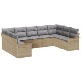 vidaXL 9 Dijelni Vrtni Kauč Set s Jastučićima Bež Poli Ratan | shoptok.hr
