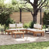 vidaXL Set vrtne klupe 3 pcs Smeđa i krem Za 2 osobe S Masivno drvo | shoptok.hr
