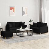  3-dijelni set sofa s jastucima crni od mikrovlakana | shoptok.hr