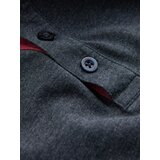 Ombre Men's T-shirt with unbuttoned round henley neckline - navy blue | Eponuda.ba